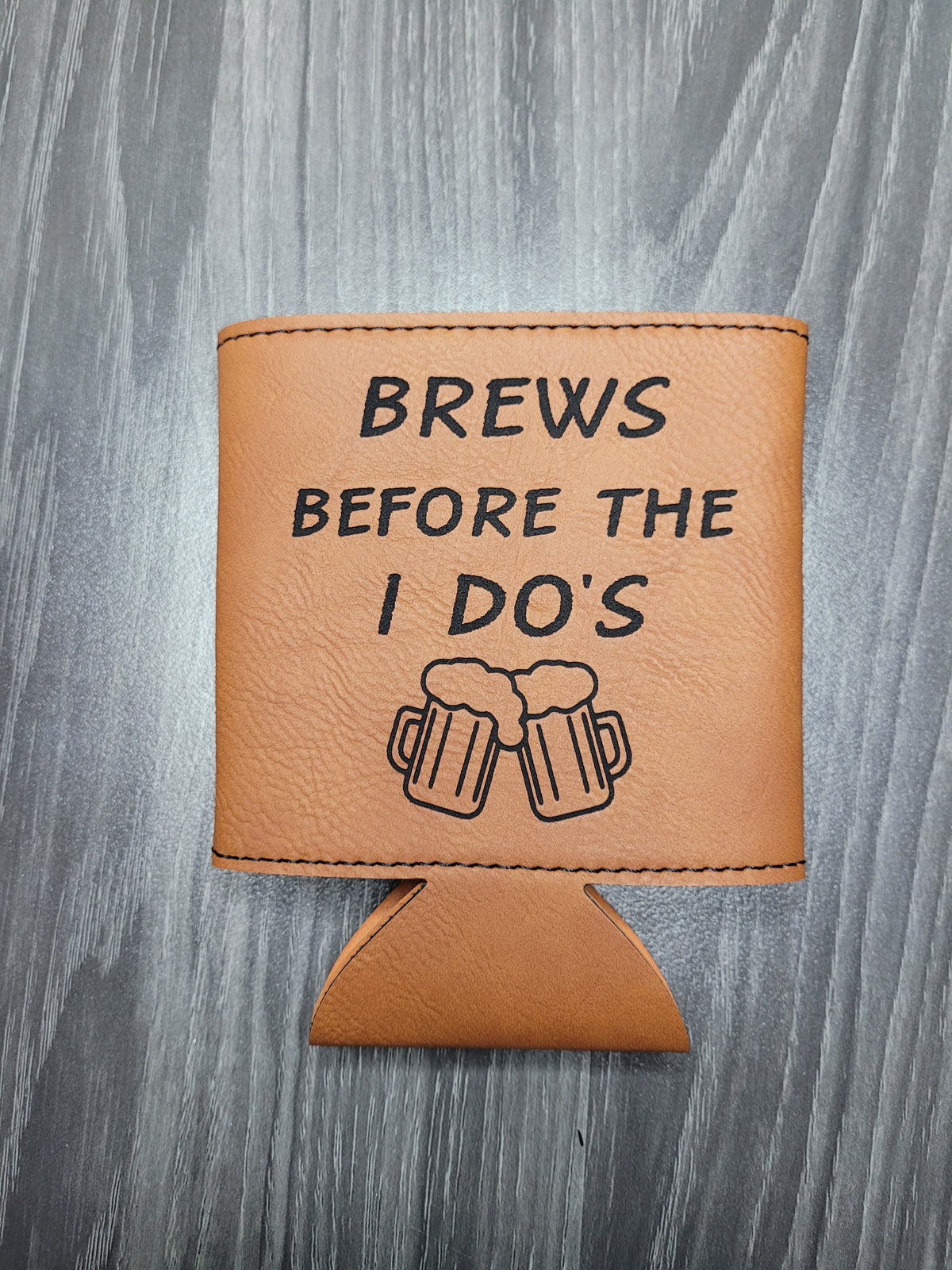 Personalized Brown Leather Koozies