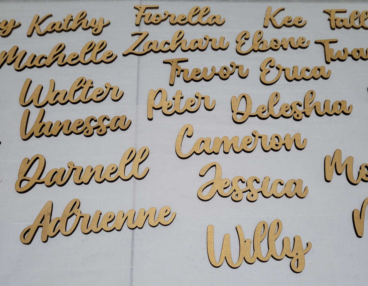 Gold Painted Wood Name Place Settings