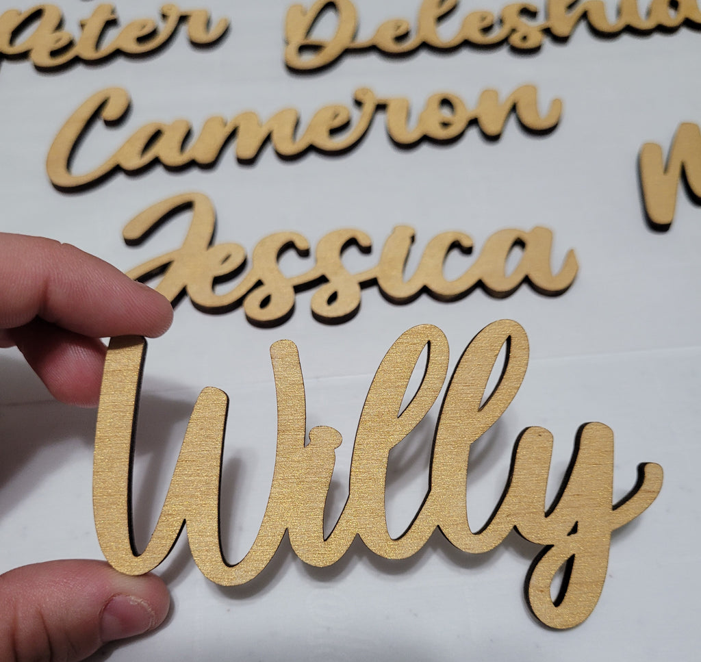 Gold Painted Wood Name Place Settings