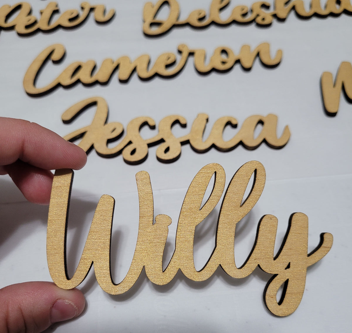 Gold Painted Wood Name Place Settings