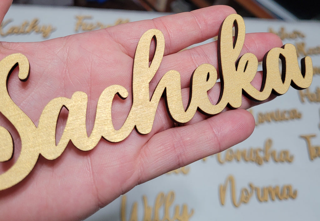 Gold Painted Wood Name Place Settings
