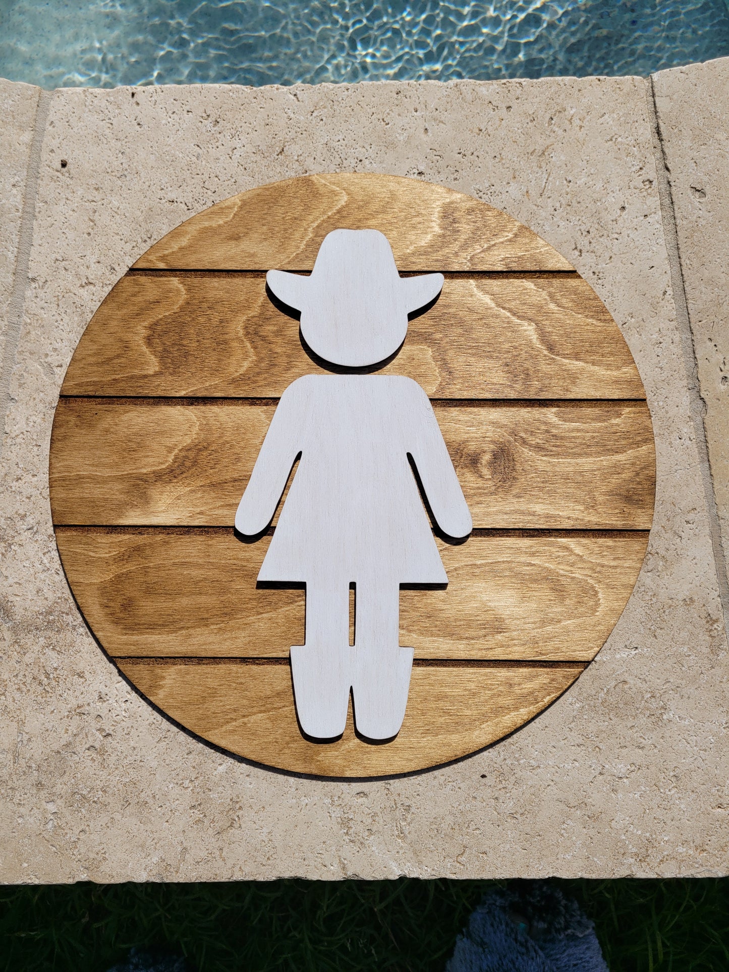 Wooden Bathroom Sign, Cowboy and Cowgirl