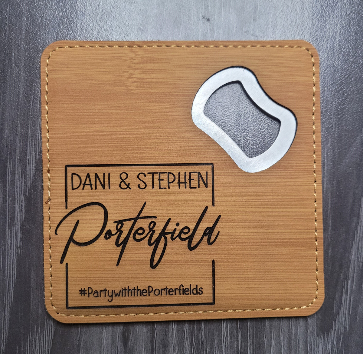 Custom Engraved Bottle Opener Coaster