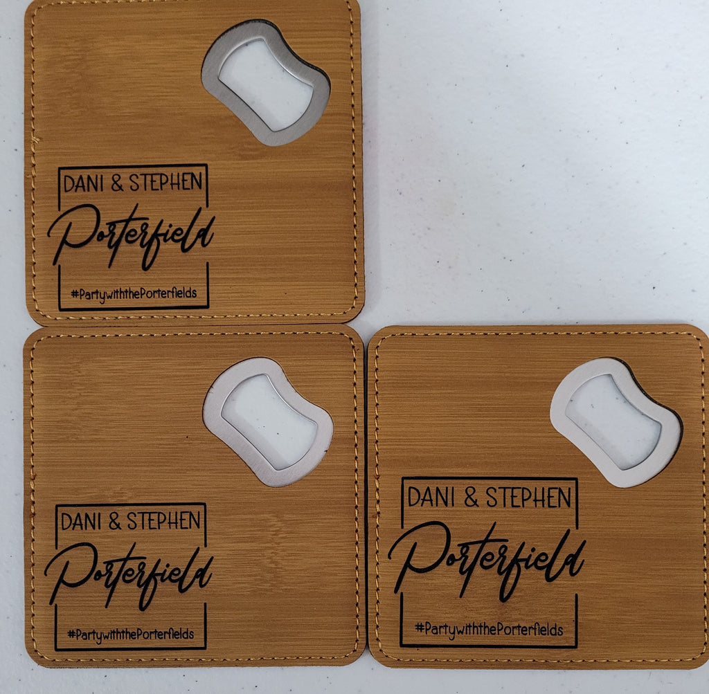 Custom Engraved Bottle Opener Coaster
