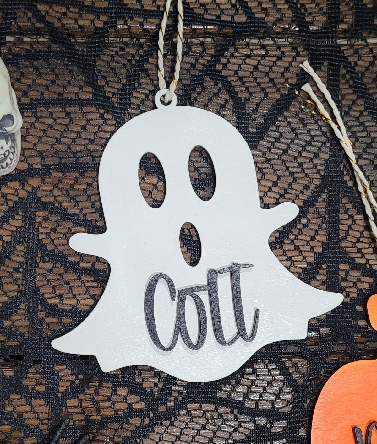 Personalized Wood Halloween Bag Tags / Ghost / Bat / Witch Hat / Pumpkin