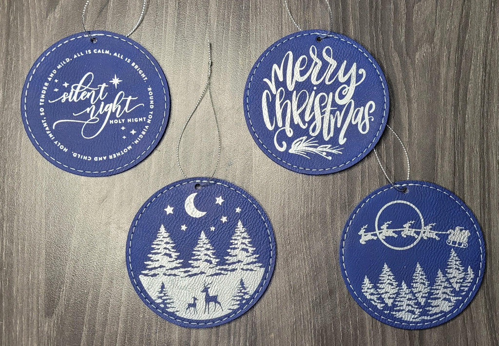 Blue Leatherette Christmas Ornaments