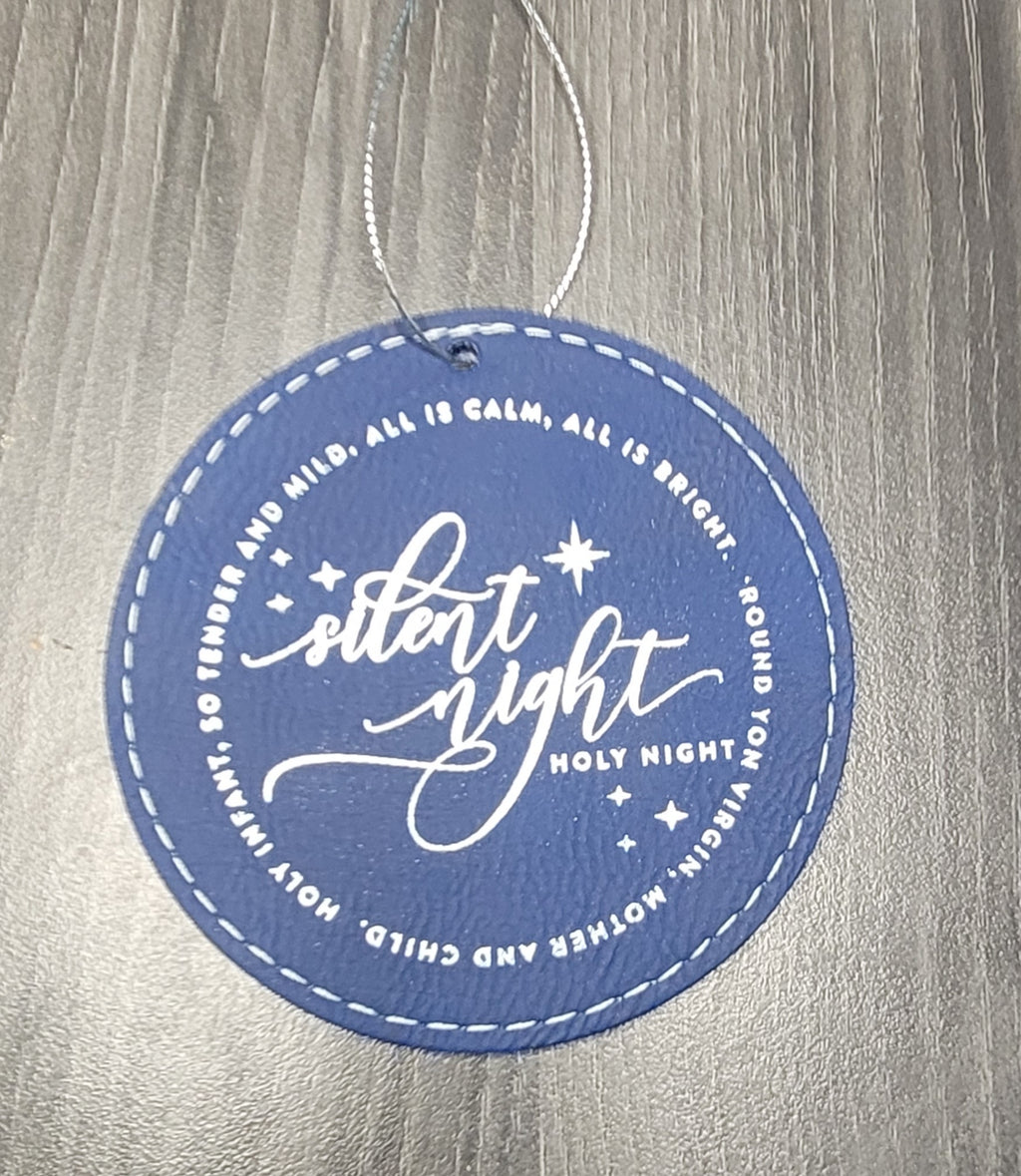Blue Leatherette Christmas Ornaments