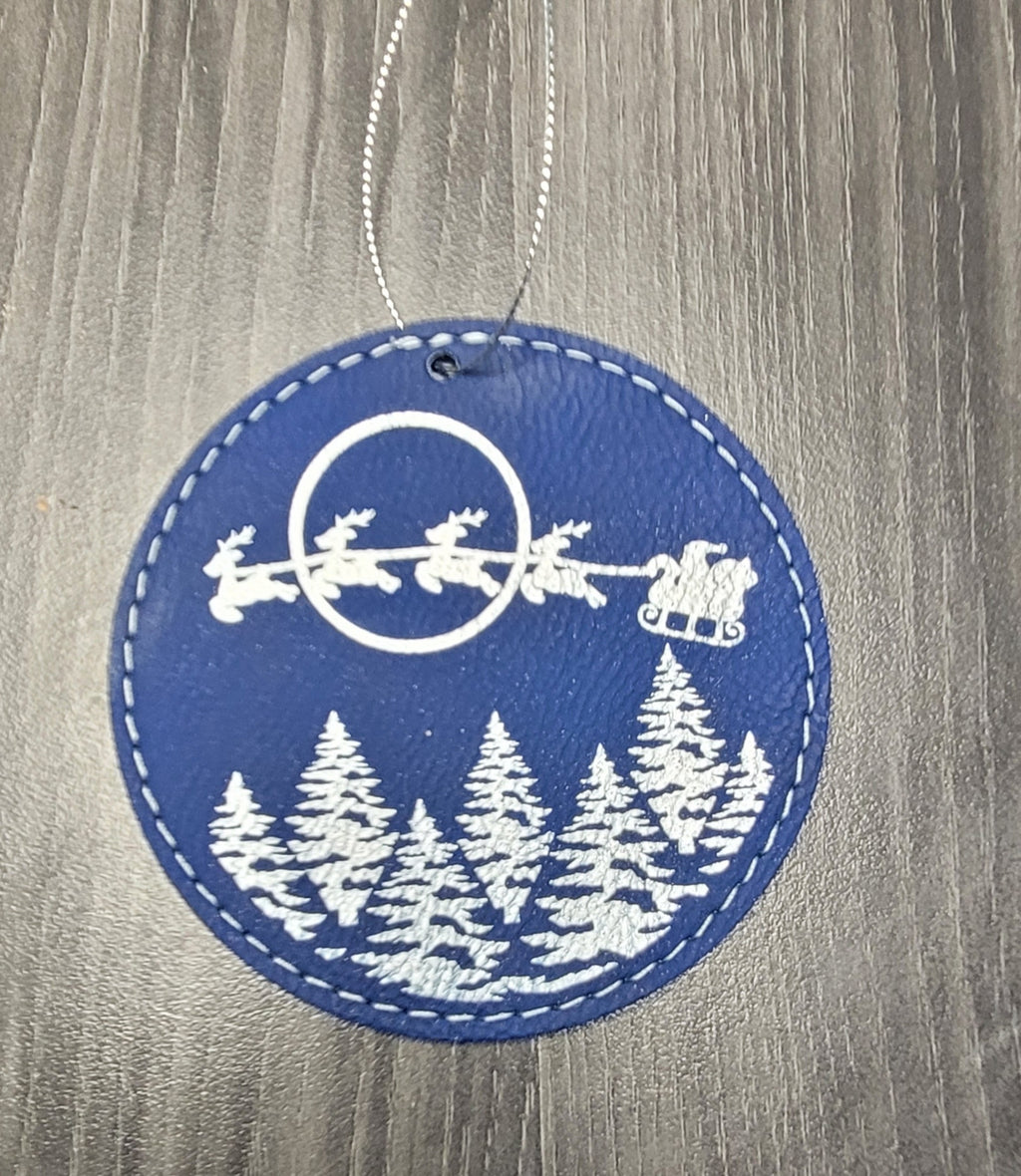 Blue Leatherette Christmas Ornaments
