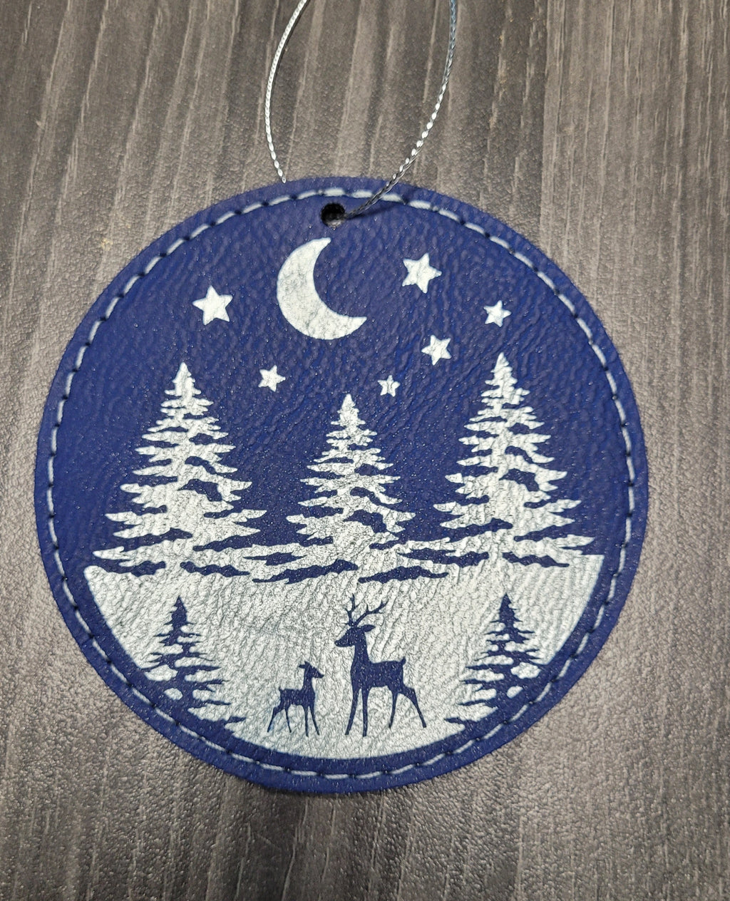 Blue Leatherette Christmas Ornaments