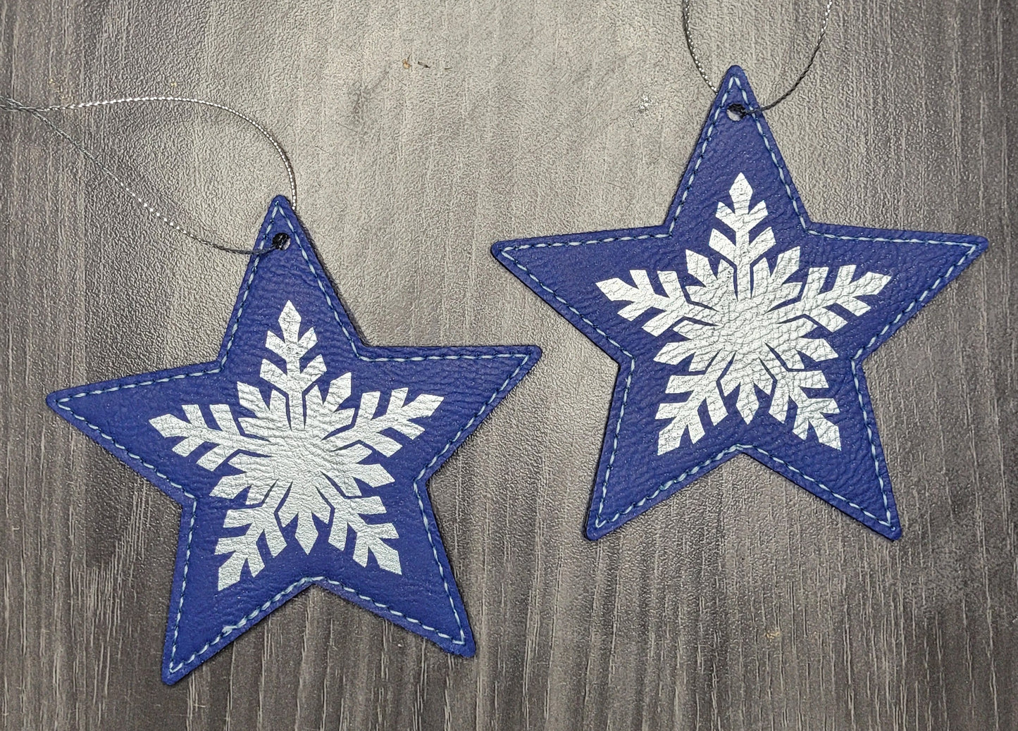 Blue Leatherette Christmas Ornaments