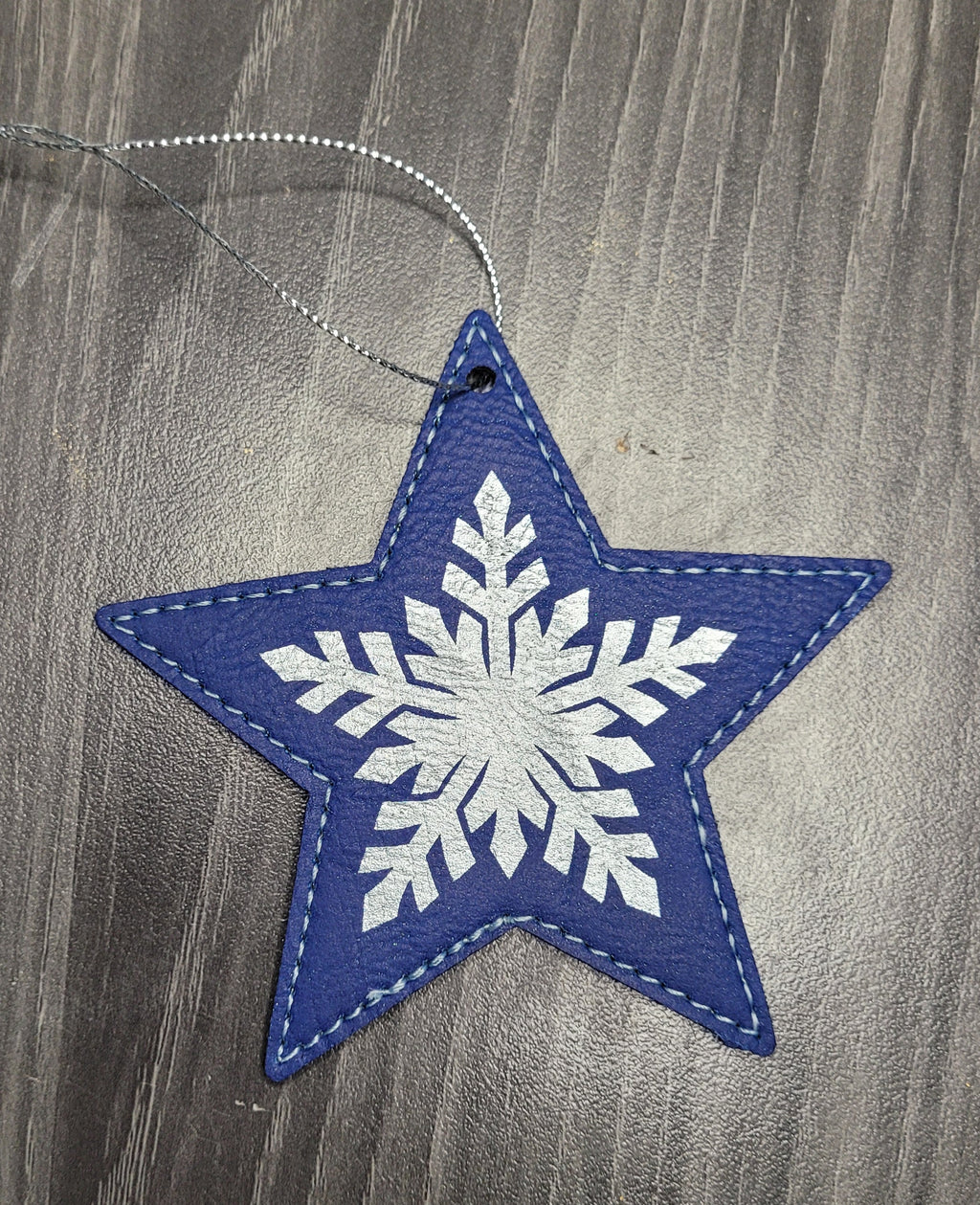 Blue Leatherette Christmas Ornaments