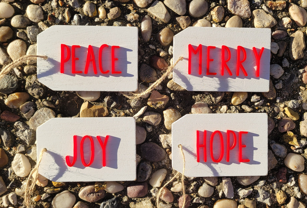 Christmas Wood Ornament: Acrylic Word Tag