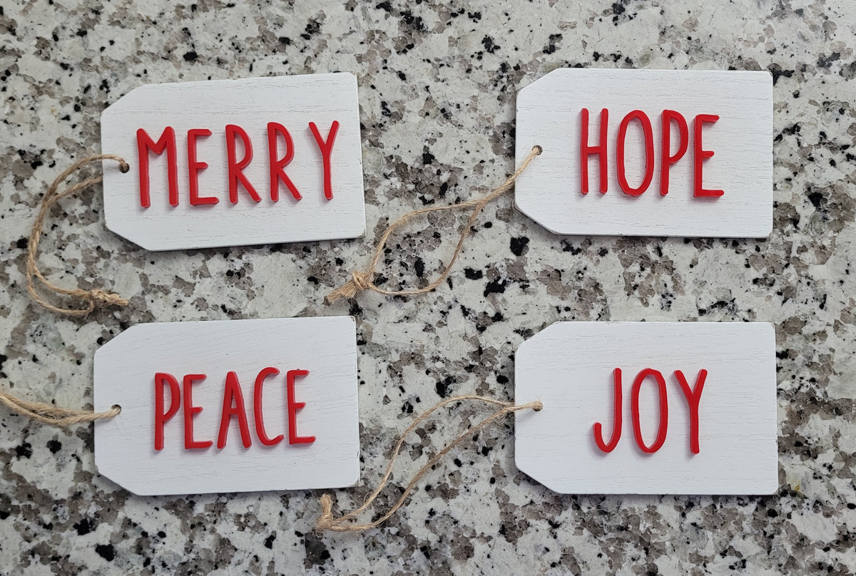 Christmas Wood Ornament: Acrylic Word Tag