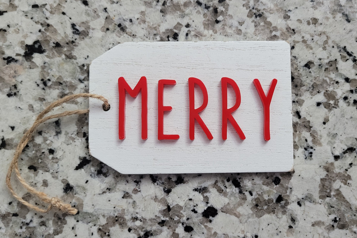 Christmas Wood Ornament: Acrylic Word Tag