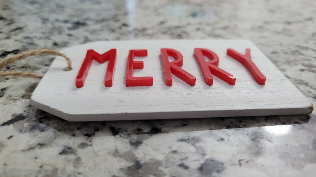 Christmas Wood Ornament: Acrylic Word Tag