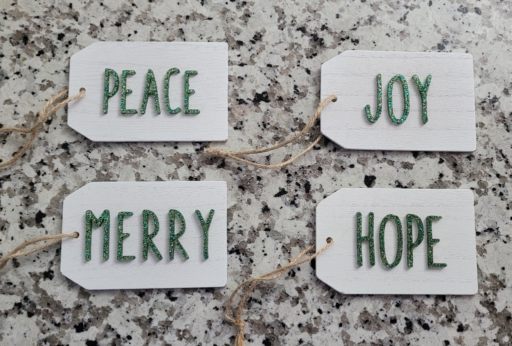 Christmas Wood Ornament: Acrylic Word Tag
