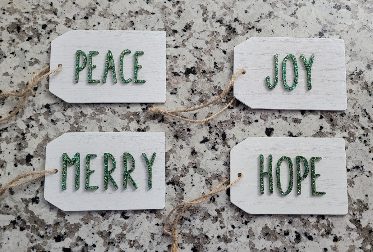 Christmas Wood Ornament: Acrylic Word Tag