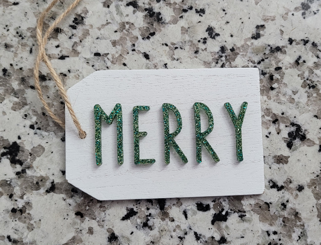 Christmas Wood Ornament: Acrylic Word Tag