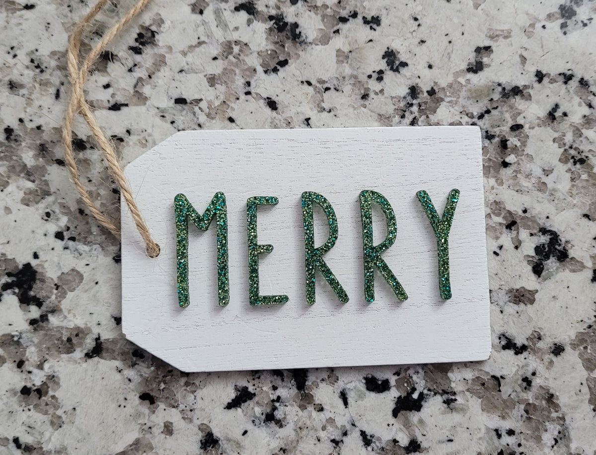 Christmas Wood Ornament: Acrylic Word Tag