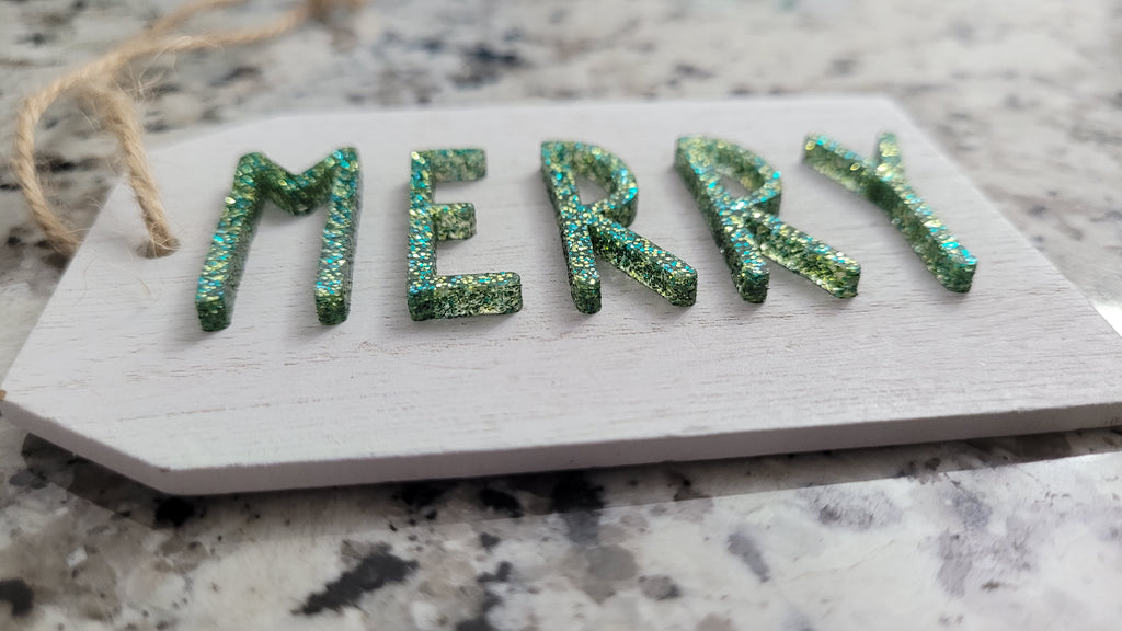 Christmas Wood Ornament: Acrylic Word Tag
