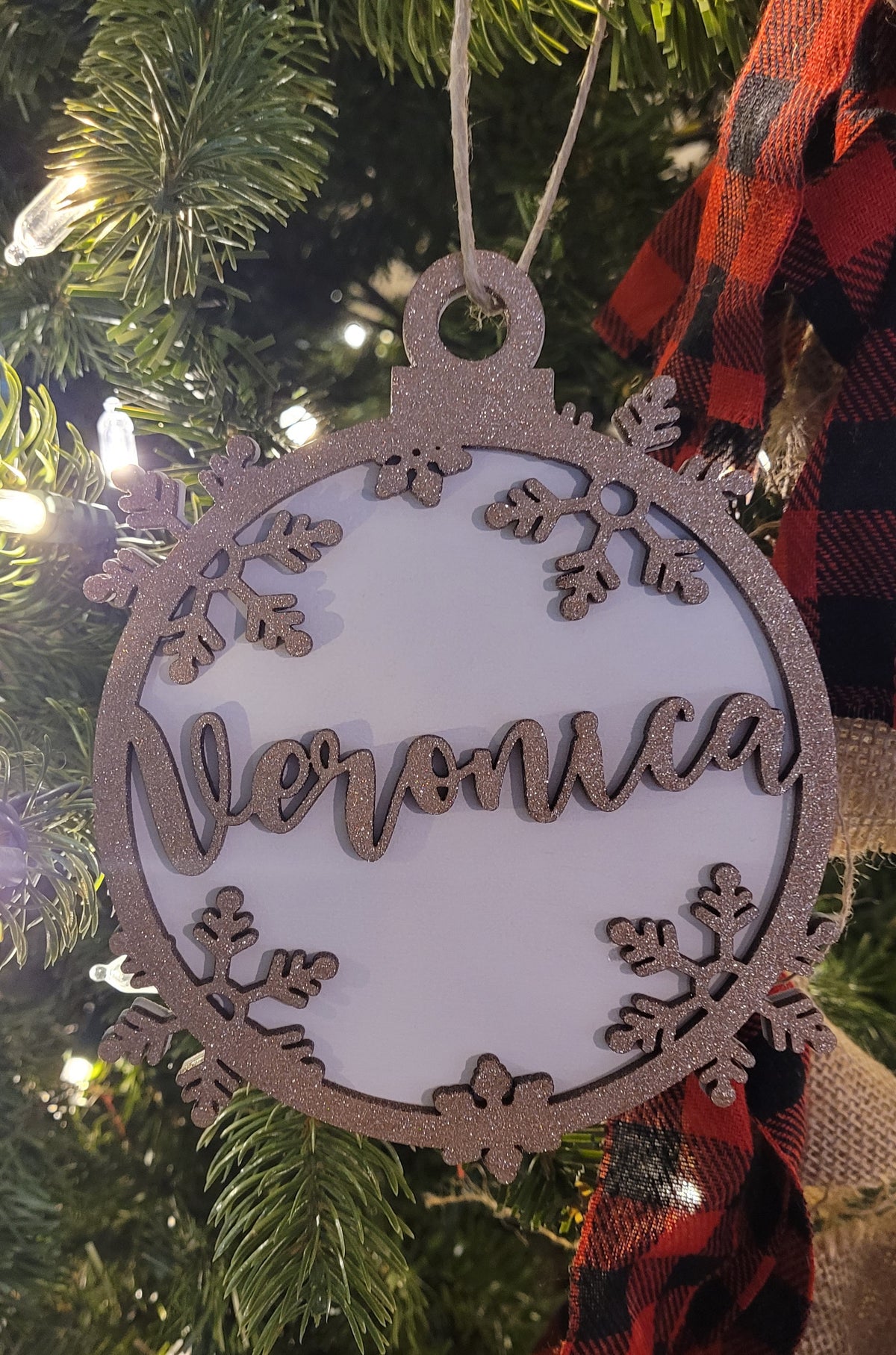 Personalized Double layer Family Name Ornament