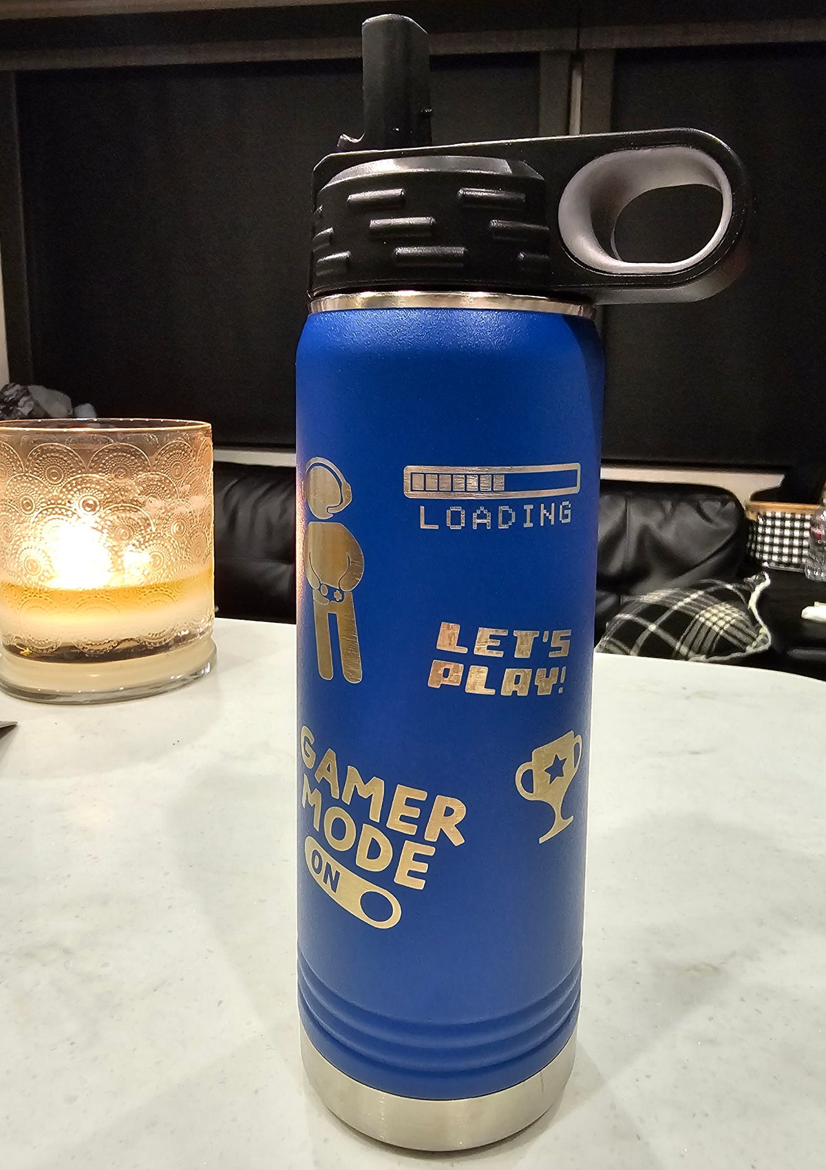 Custom 20oz Gamer Themed Water Bottle