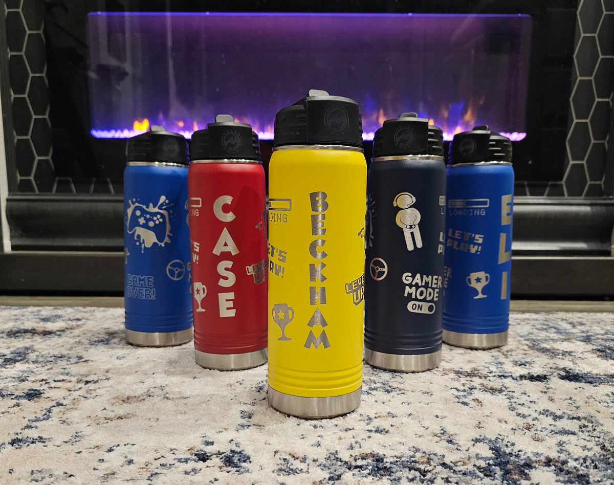 Custom 20oz Gamer Themed Water Bottle