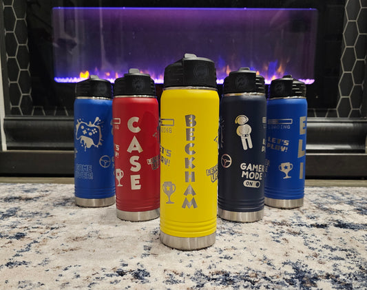 Custom 20oz Gamer Themed Water Bottle