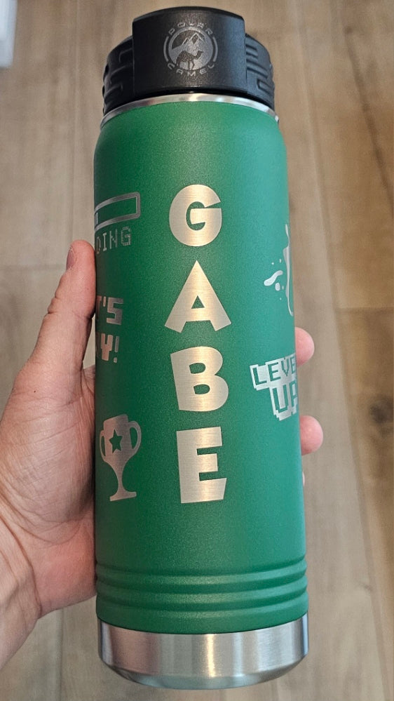 Custom 20oz Gamer Themed Water Bottle