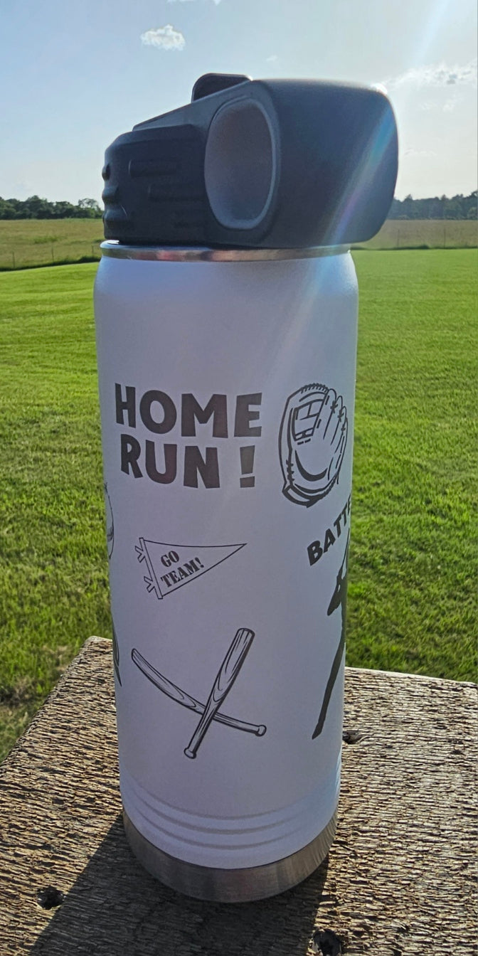 Personalized Baseball Themed 20oz Water Bottle