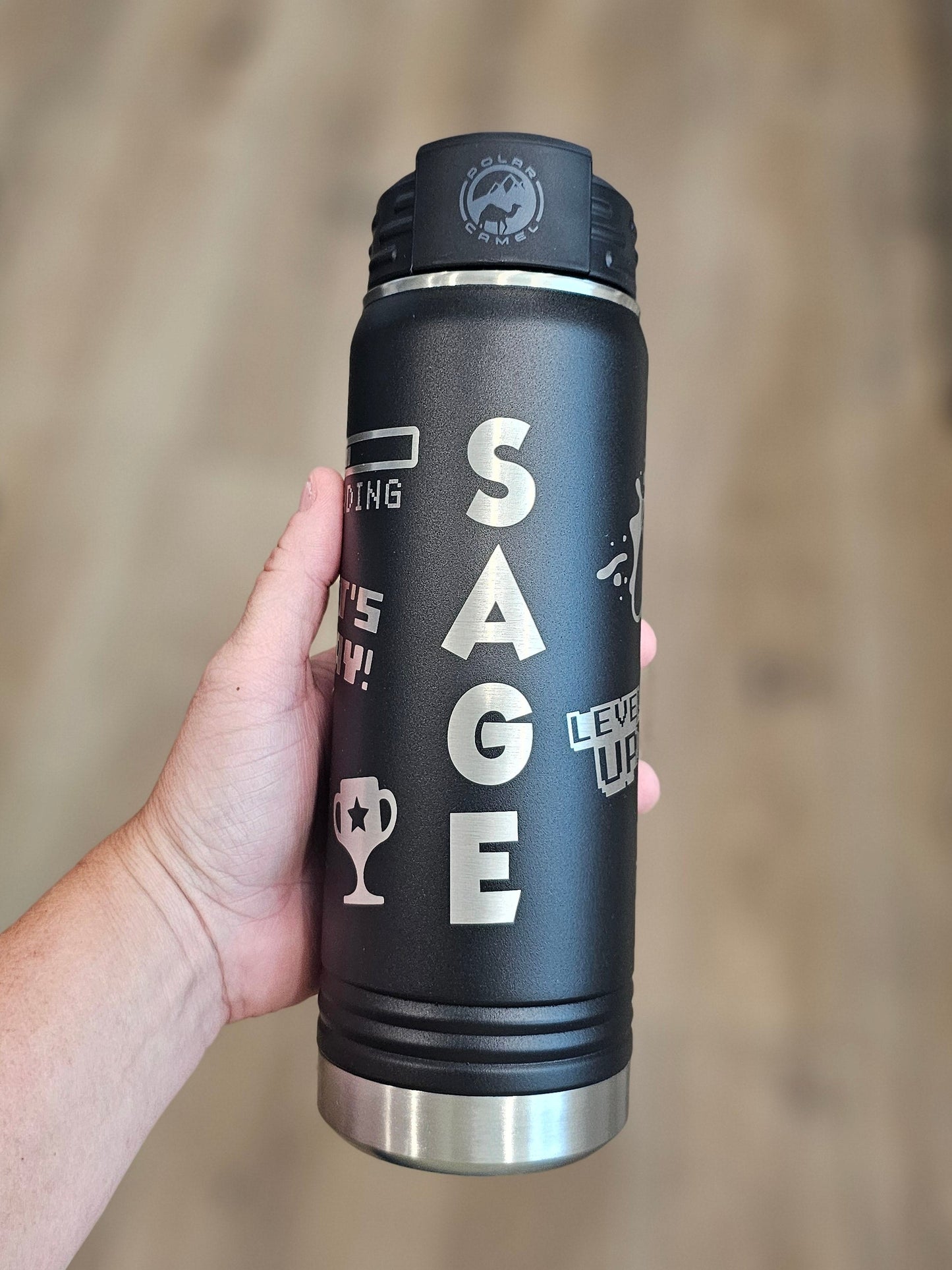 Custom 20oz Gamer Themed Water Bottle