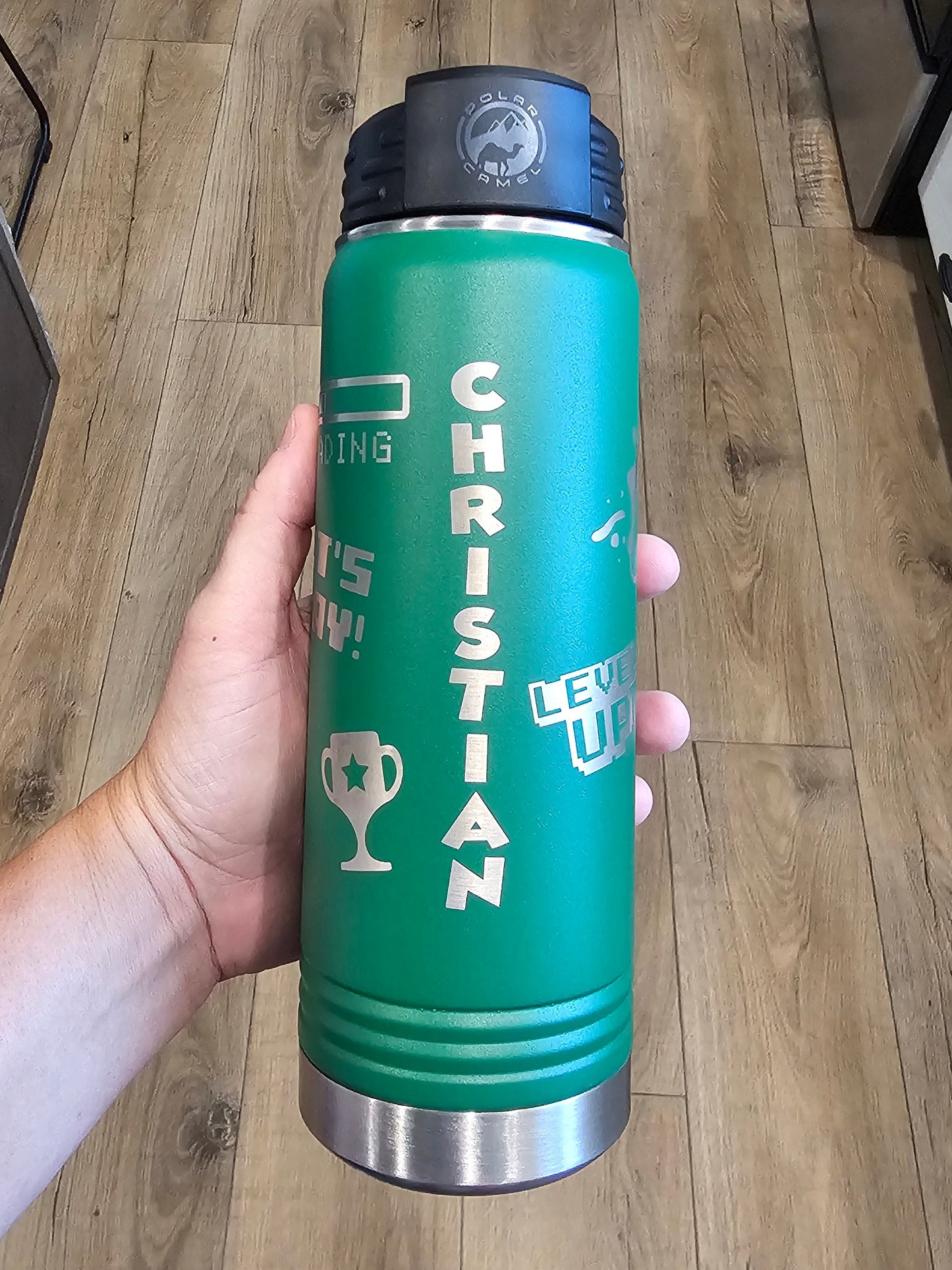 Custom 20oz Gamer Themed Water Bottle