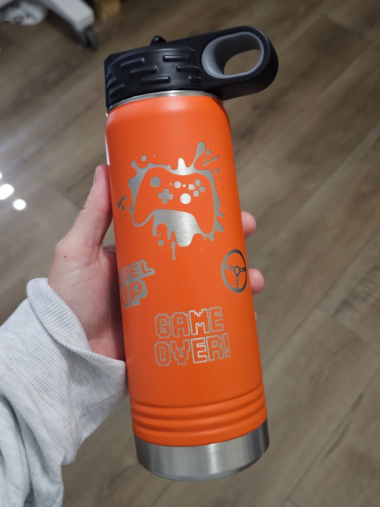 Custom 20oz Gamer Themed Water Bottle