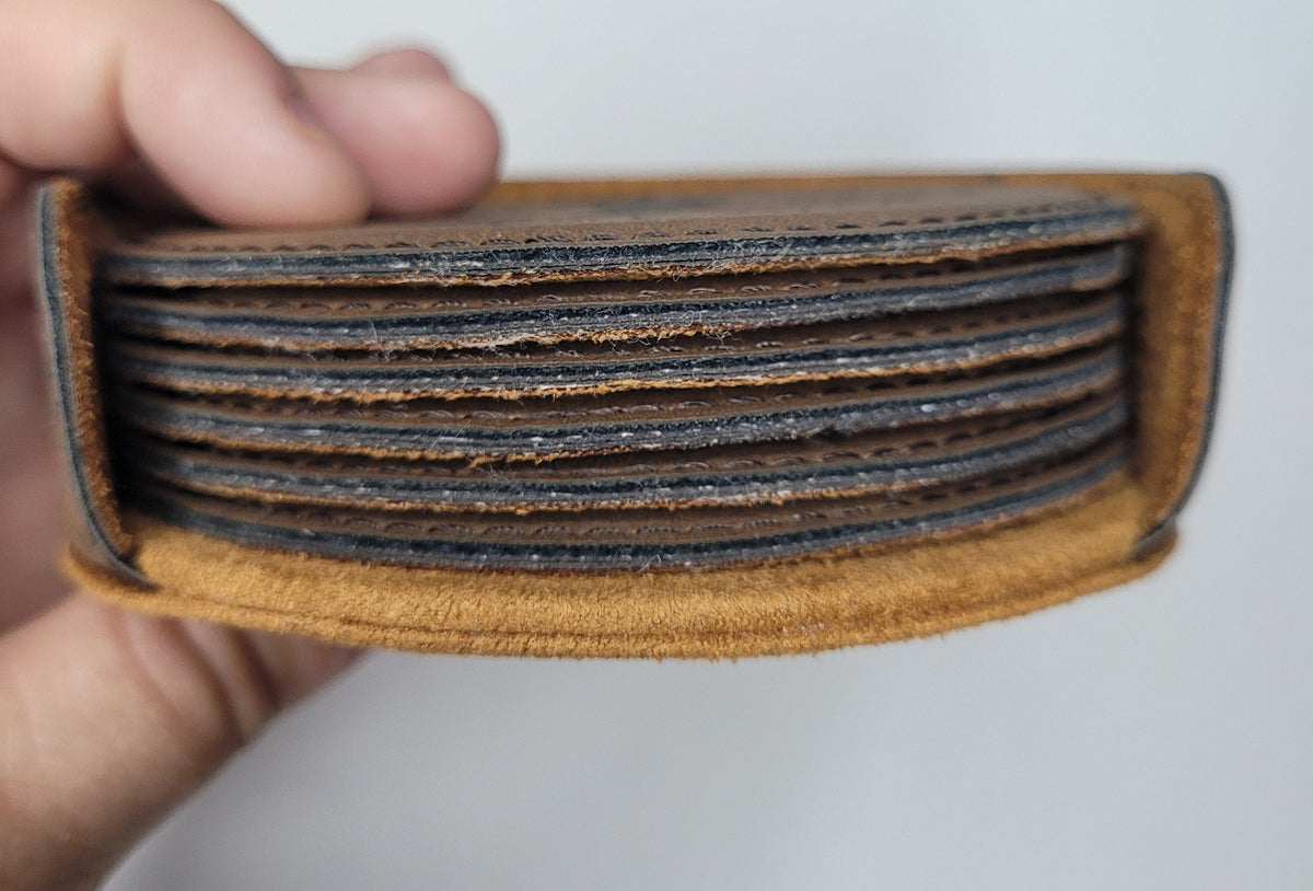 Monogram Brown Leatherette Coasters / Leather Coasters