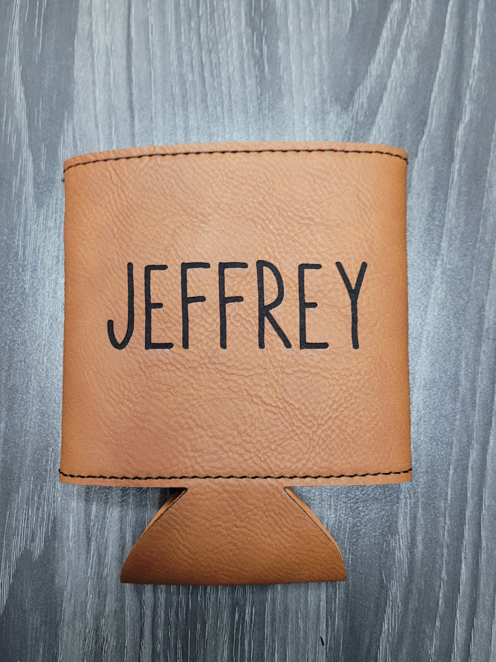 Personalized Brown Leather Koozies