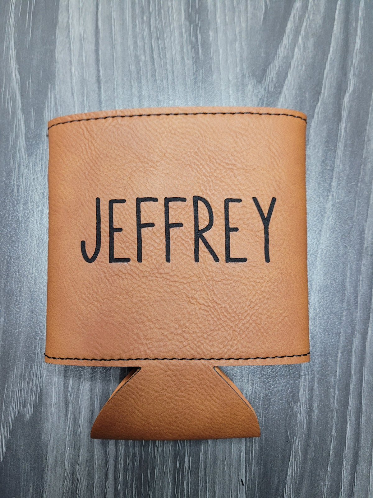 Personalized Brown Leather Koozies