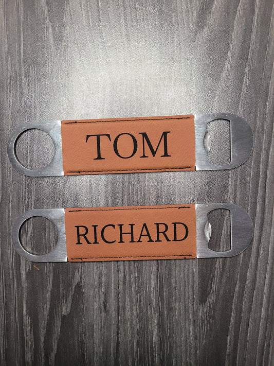 Personalized Name Leather Bottle Opener