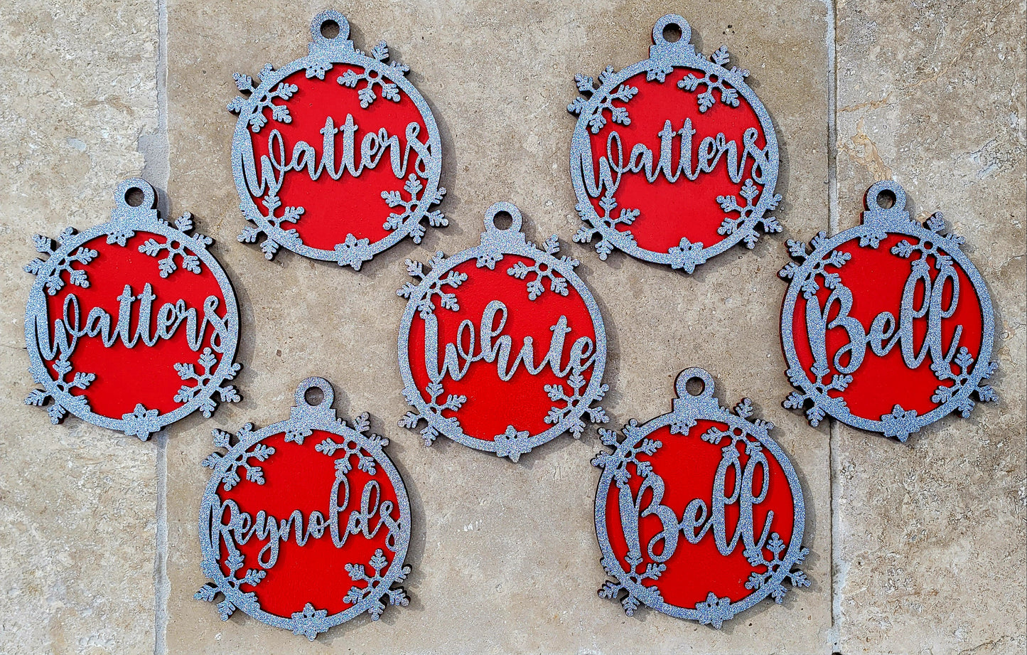Personalized Double layer Family Name Ornament